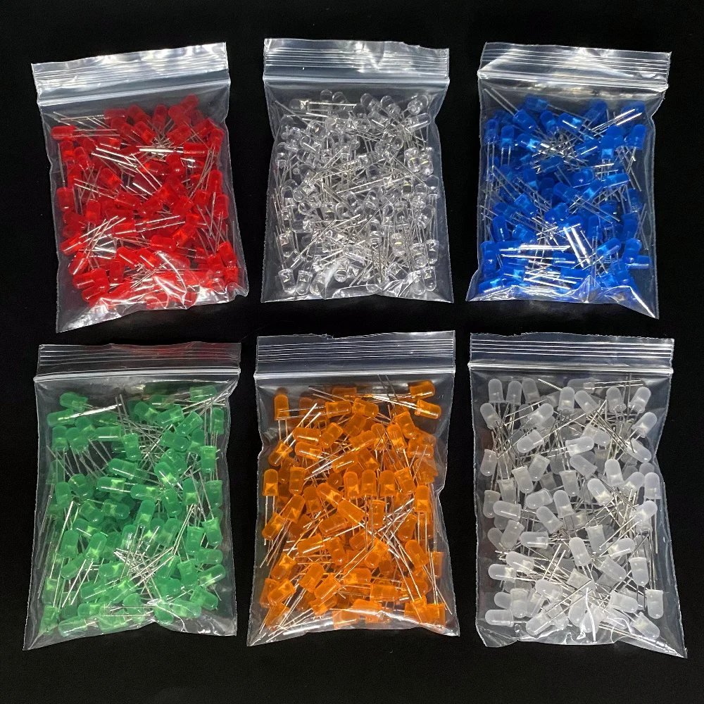 100pcs/200pcs3mm5mmLEDDiodeAssortedKitWhiteGreenRedBlueYellowOrangeF3F5LedsLightEmittingDiodeselectronickit-AliExpress502