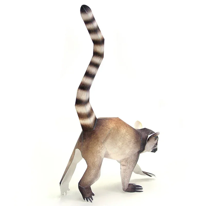 Ring-tailed Lemur Monkey Paper Model Origami Art Mini 3D Papercraft Realistic Animal DIY Kids Adult Handmade Craft Toys WE-010