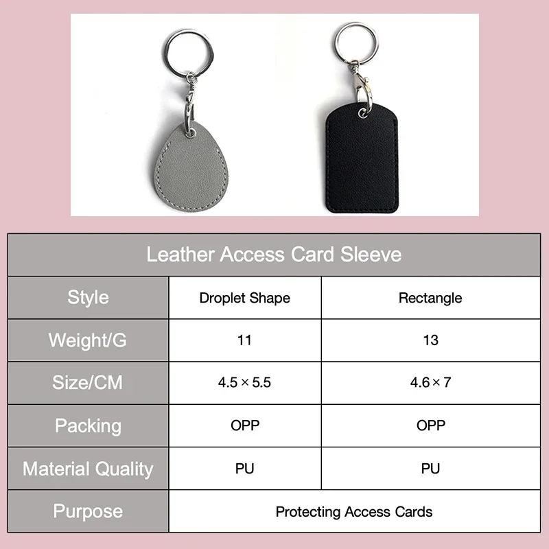 PU Leather Card Holder Key Ring Water Drop Shaped Key Case Keychain Doorlock Access Control Tags Keyfob Tag ID Card Case For Key Organizer Key Protector Key Case Key Purse Key Holder