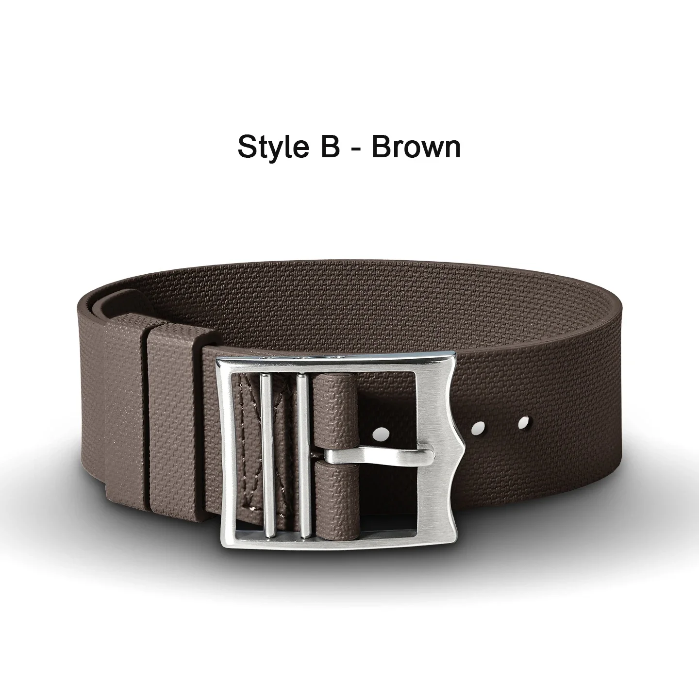 Durable Fluoro Rubber Sport Watch Band - Premium Military-Style One Piece Strap