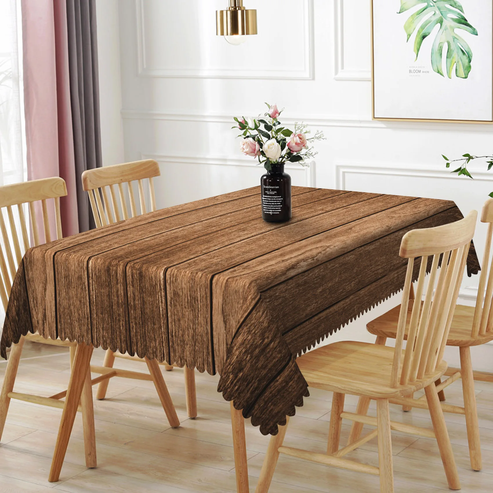 Wood Grain Tablecloth Natural Rustic Rectangular Table Wooden Texture Waterproof Dining Table Decor for Kitchen Party Home Decor 4