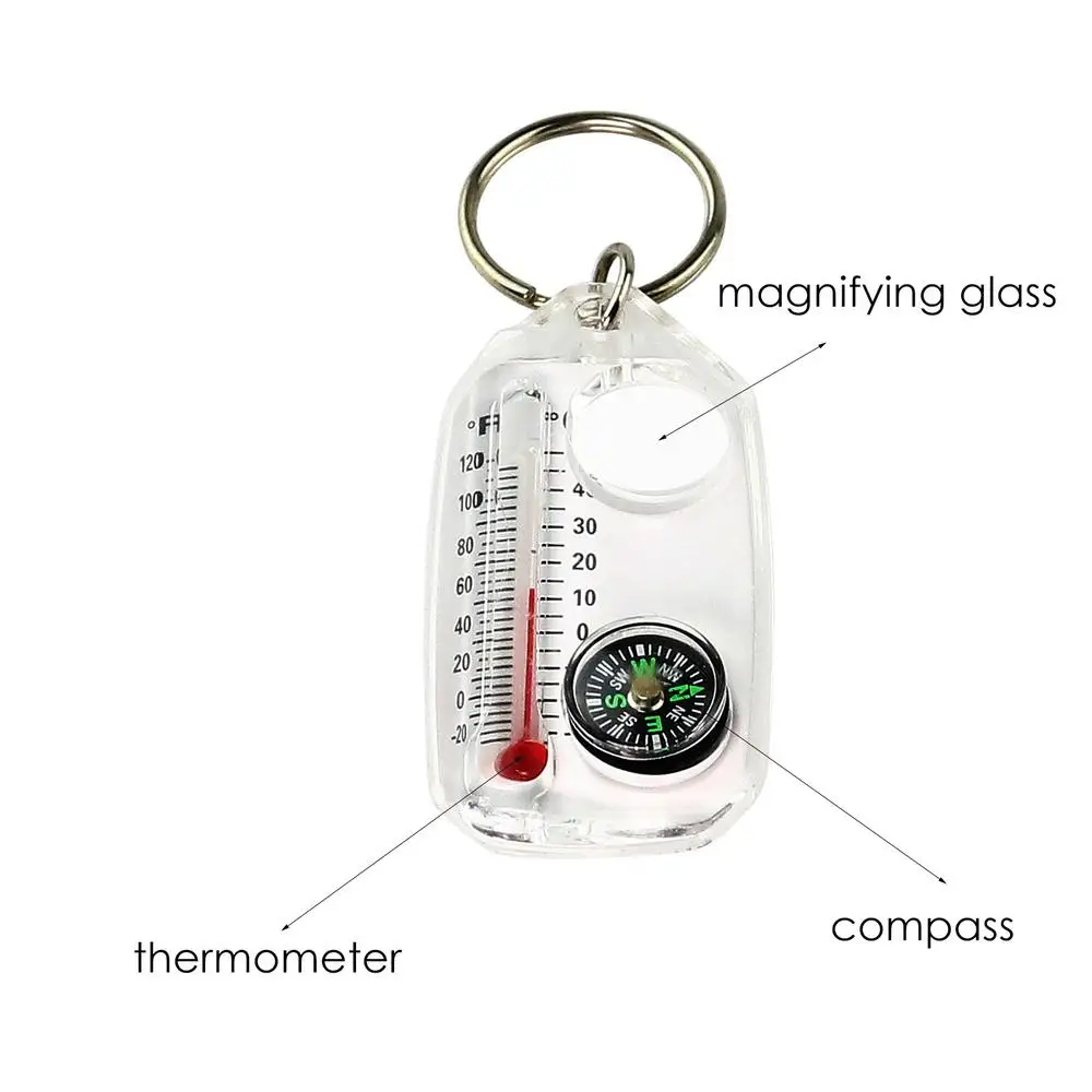 Description Picture 5 of itemCompass And Thermometers Keychain Survival Thermometer Compass Keychain Mini Pocket Sized Compass Outdoor Survival Tool ﻿