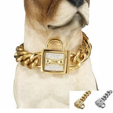 

Luxury Pet Collar 19MM Pet Lock Chain Suitable for Medium and Large Dogs Stainless Steel Titanium Steel P Chain Dog Accessories