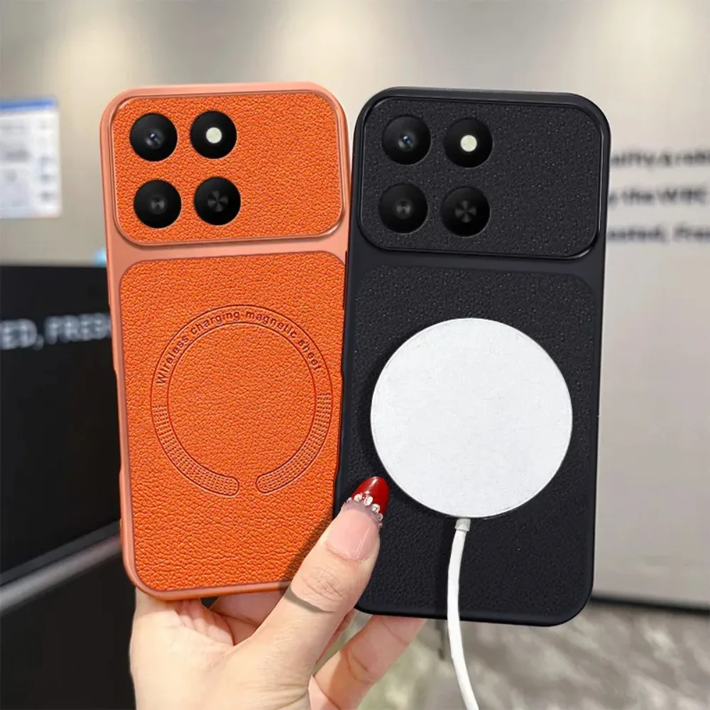 Luxury Lychee Texture Leather Soft Shockproof Case with MagSafe