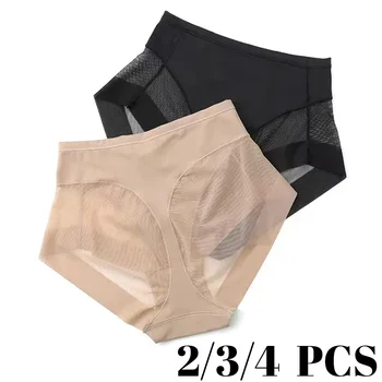2/3/4 pezzi biancheria intima oversize sexy a vita media per donna con una cintura stretta e sollevamento dei glutei slip elastici accoglienti trasparenti