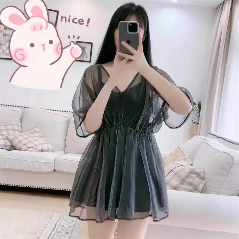 Swimming suit women's split skirt conservative belly covering, slim fit and loose fitting three piece set, hot spring ins new st