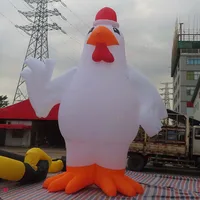 6m 20ft inflatable Christmas Chicken Decoration Giant inflatable rooster cock Chicken with Hat for Advertising free air shipping 1