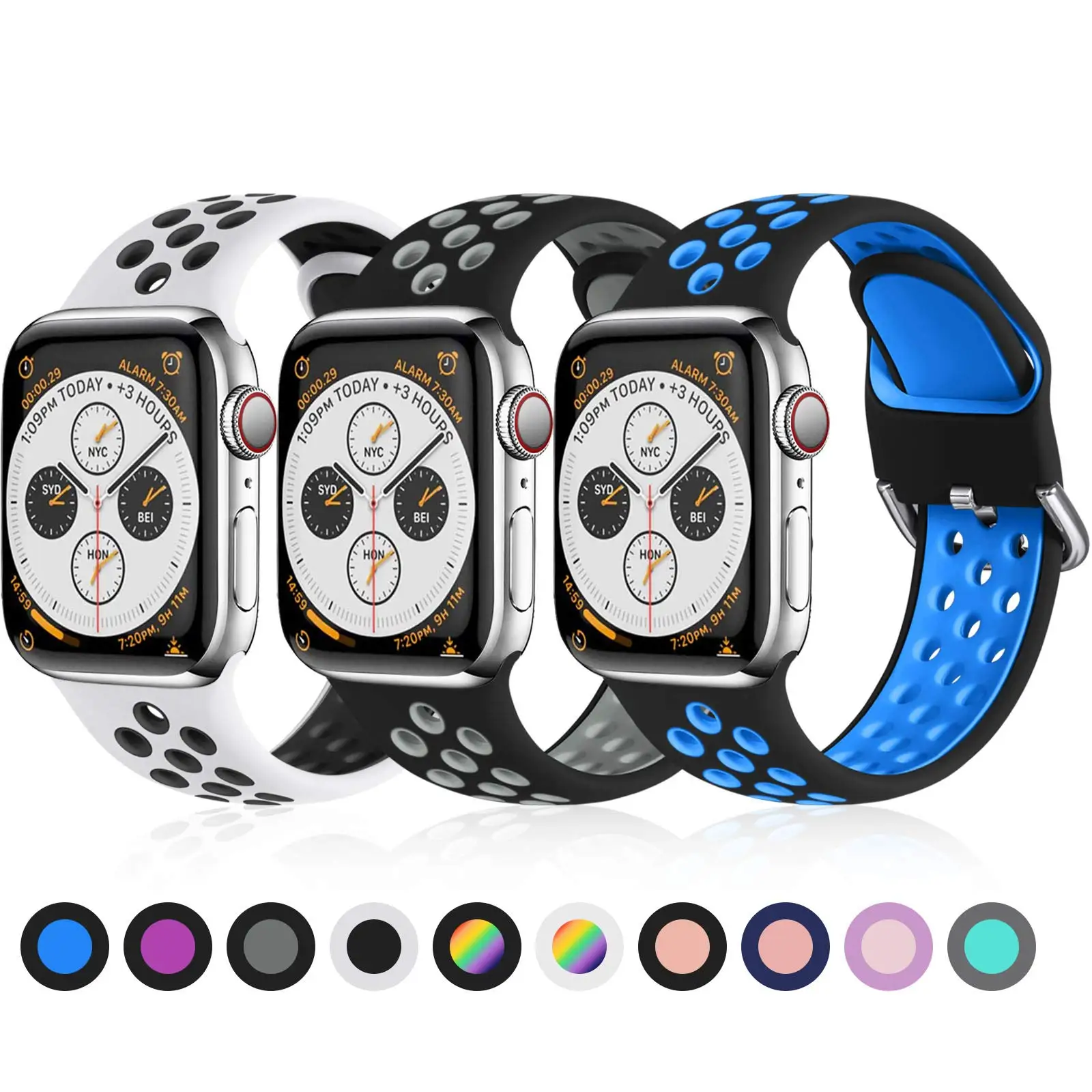 

Ремешок силиконовый для Apple Watch Band 45 мм 41 мм 40 мм 44 мм 42 мм 38 мм, спортивный браслет для iWatch Series 3 4 5 se 6 7, аксессуары для часов