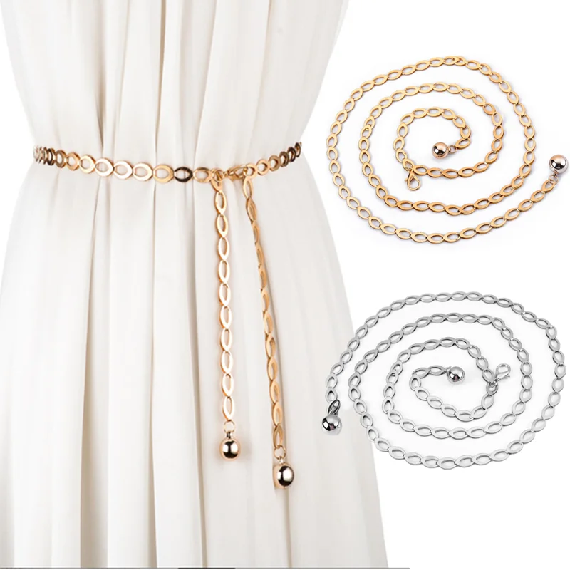 

Gold Silver Belts For Women Fashion Waistbands All-Match Belt For Party Jewelry Dress Waist Metal Chain Belts