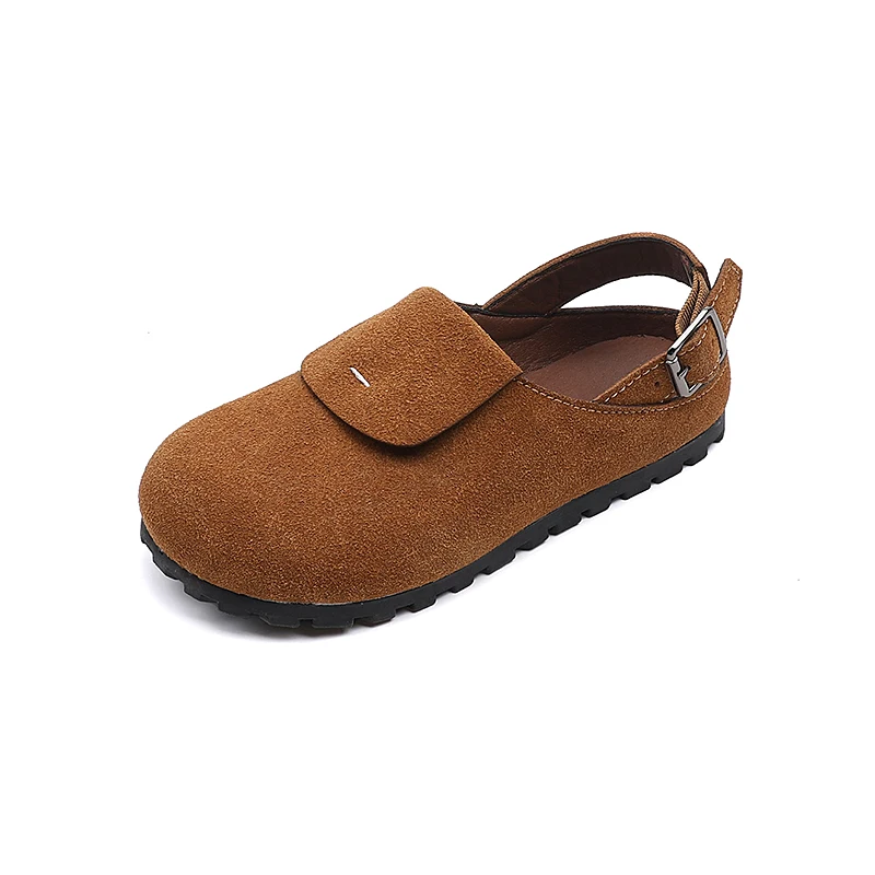 Summer New Children's Sandals Nubuck Leather Baotou Boys Girls Half Slippers Casual Shoes Round Head Fashion Kids Lazy Flat Shoe