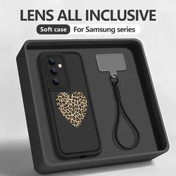 Edge Case Leopard Print Heart Lanyard Case - Galaxy S23 Ultra (B004 Black Lanyard)