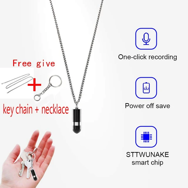 Mini Voice Activated Recorder Necklace Digital Audio Recording Keychain  Device Wearable Sound Professional Micro Dictaphone - AliExpress
