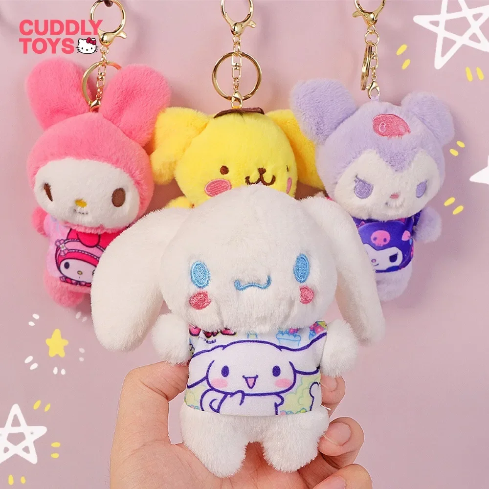 

Cute Sanrio Plush Pendant Cartoon Cinnamoroll Soft Pp Cotton Kawaii Kuromi Melody Plush Keychain Pendant for Children Girls Gift