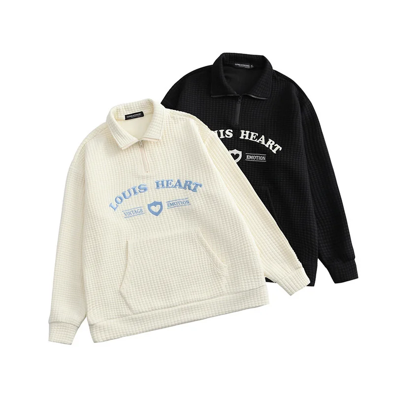 Couples Matching Clothes For Teens Plush Thickened Couple Coat Versatile Loose Autumn/Winter Top Men's  Women's Waffle Sweater