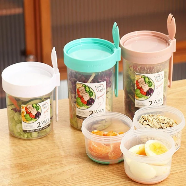 Reusable Overnight Oatmeal Container With Lids And Spoon - Perfect