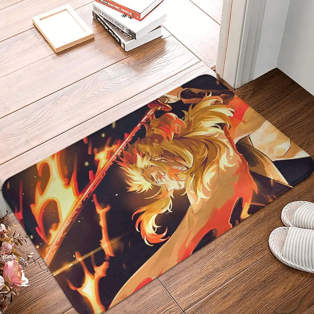 

Demon Slayer Japanese Adventure Anime Non-slip Doormat Kitchen Mat Rengoku Hallway Carpet Welcome Rug Home Decorative