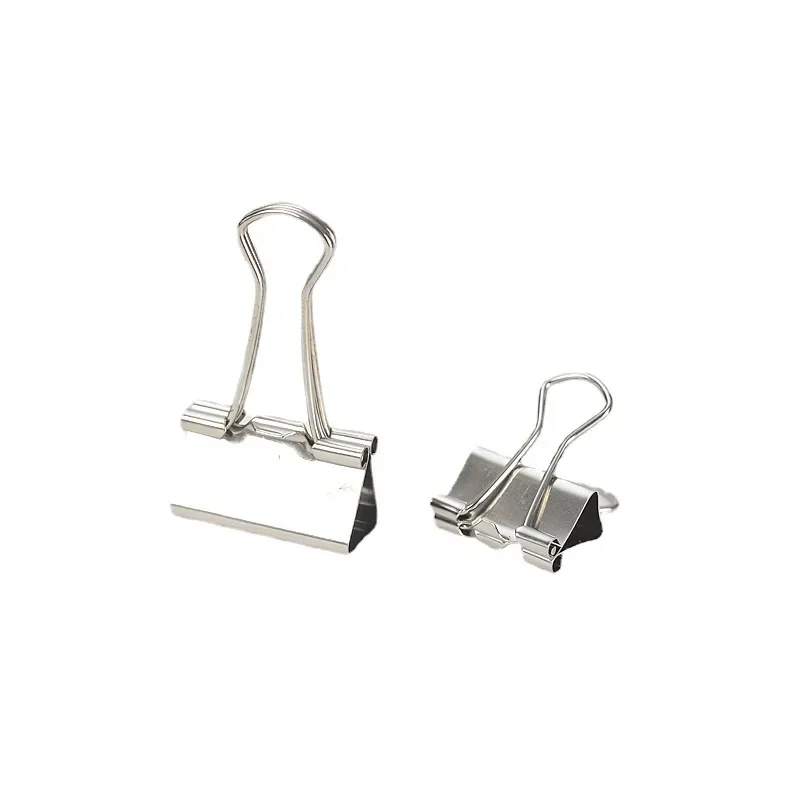 10PCS/Set Metal Paper Clip 15 19 25 32mm Foldback Metal Binder Clips Silver Grip Clamps Paper Document Office School Stationery