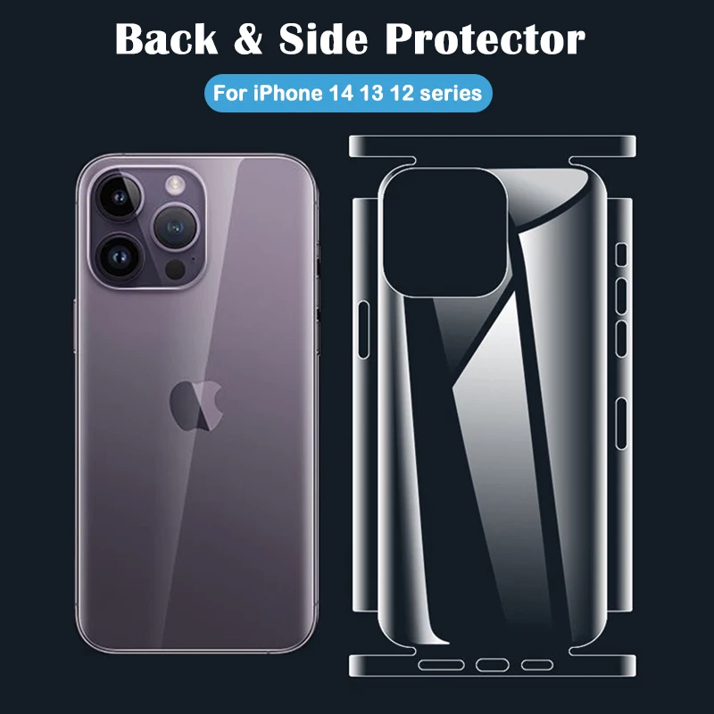 2Pcs Back Film For Iphone 14 13 12 Pro Max 13 Mini Protective Film Back & Border Full Protection For Apple Iphone 14 14Pro Films