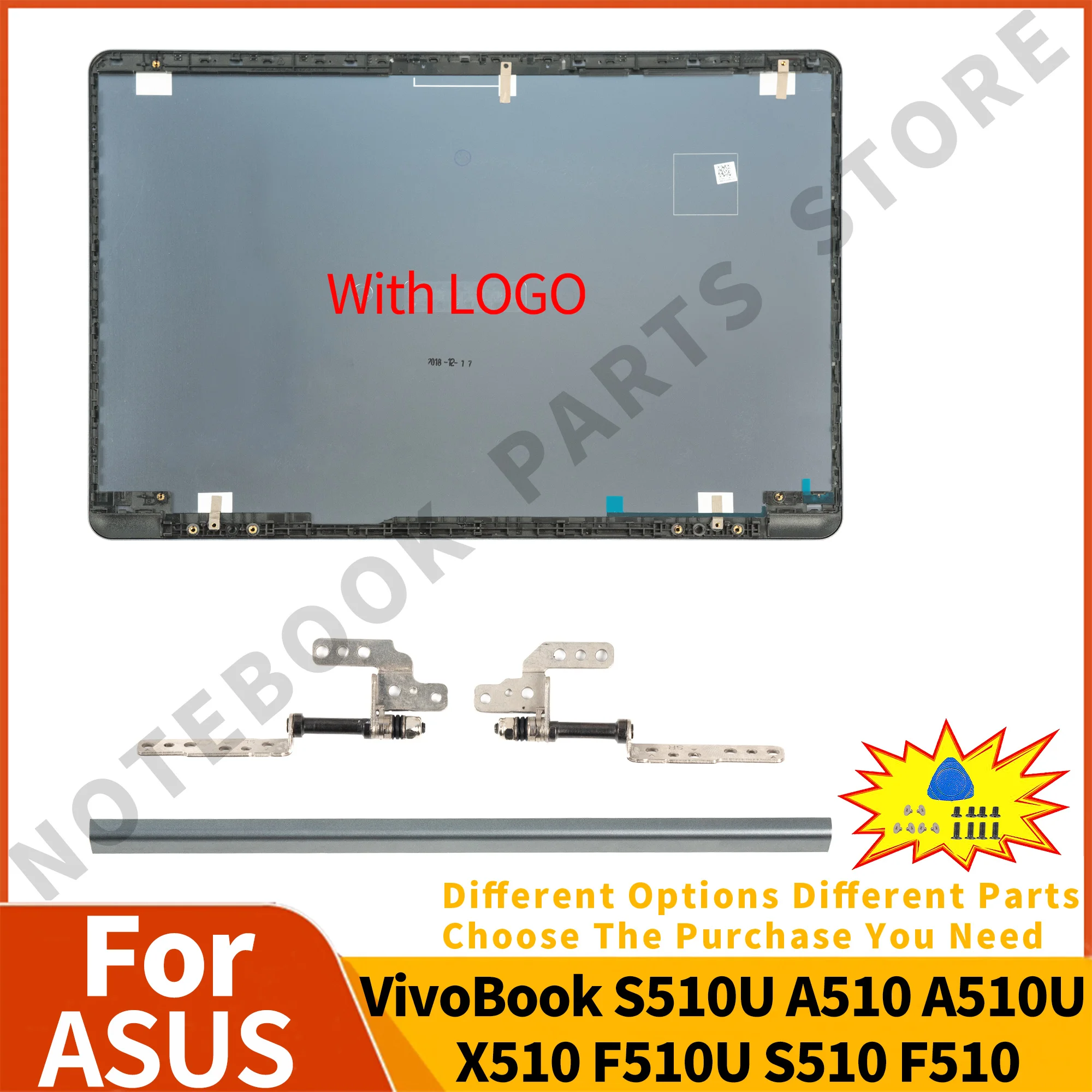

Aluminium Laptop Parts For ASUS VivoBook S510U A510 A510U X510 F510U S510 F510 LCD Back Cover Hinges HingeCover Replacement Gray