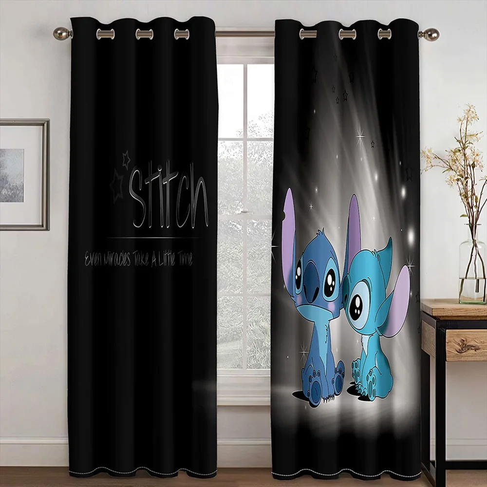 

Disney Stitch Rings Top Blackout Curtains Darkening Cartoon Window Drapes for Bedroom Cute Anime Boys Girls Room Decor
