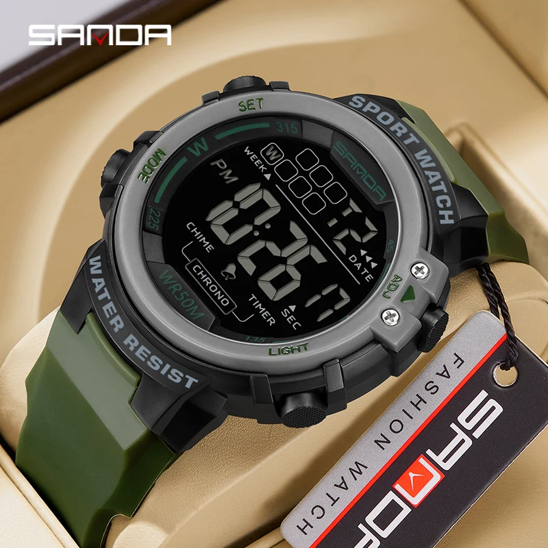 SANDA Men Outdoor Sports Watches 2023 New Multifunctional Electronic Watch 5ATM Waterproof Military Watch Luminous Reloj Hombre zeblaze beyond 1 75 inch amoled screen smart watch 5atm waterproof sports watch with heart rate sleep monitoring pink