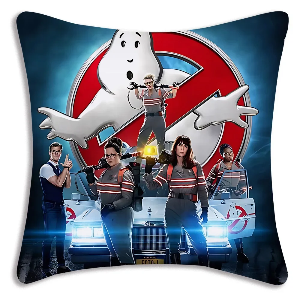 Movie Ghostbusters Pillow Covers Cartoon Sofa Decorative Home Double-sided Printing Short Plush Cute Cushion Cover