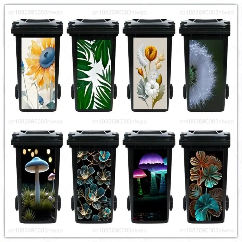 Creative Personalized Sunflower Plant Trash Can Wall PVC Waterproof Stickers trash can sticker,wall decal stickers