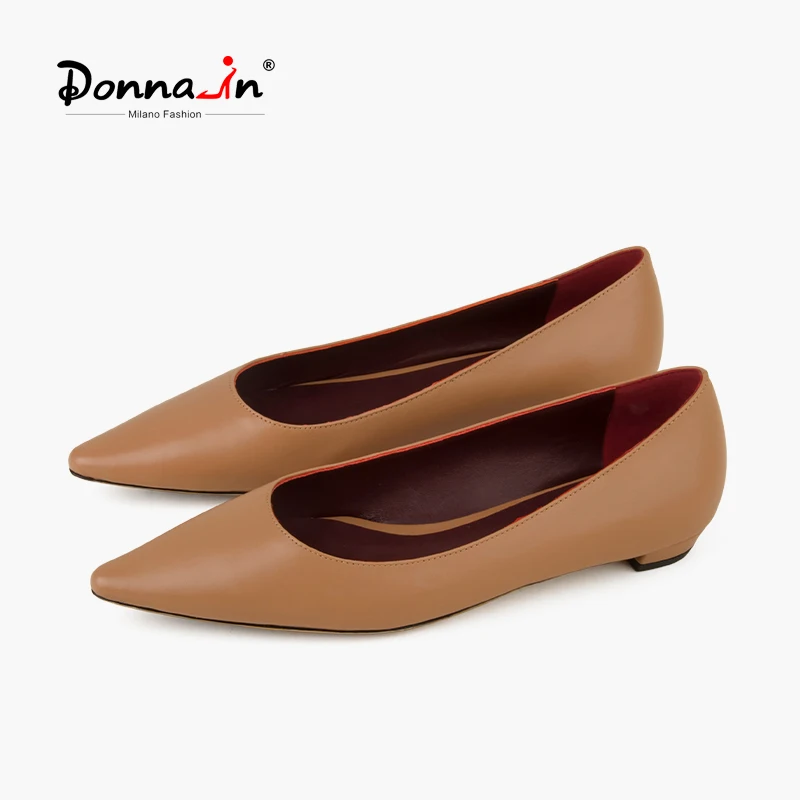 

Donna-in Leather Women's Ballet Flats Pointy Toe Pedicure Light 2023 Summer New Italian Leather Sole Simple Fashion Noble