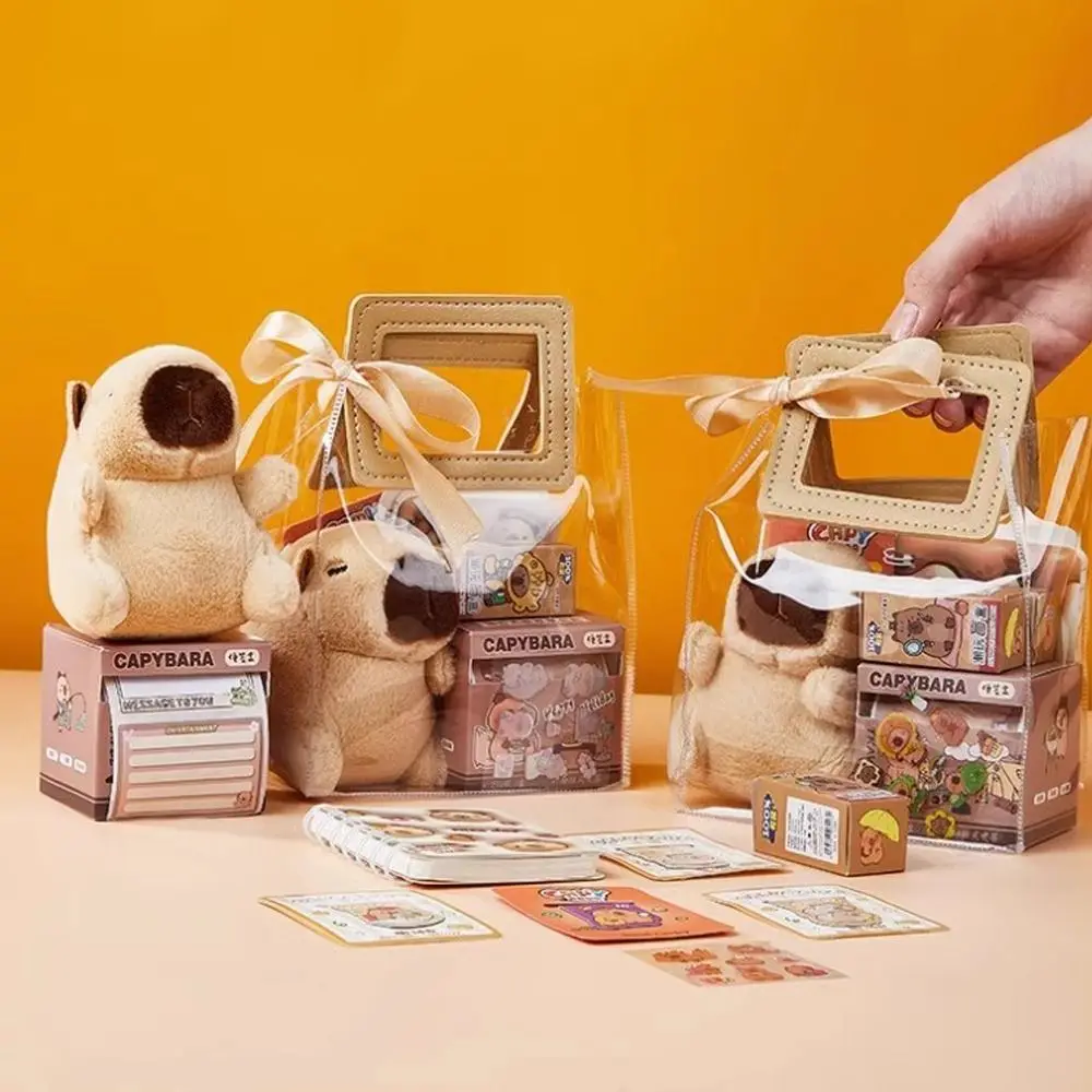 Pendants Capybara Stationery Set Final Prizes with Handbag Pen Stickers Notebook Kawaii Stationery Gift Bag for Students