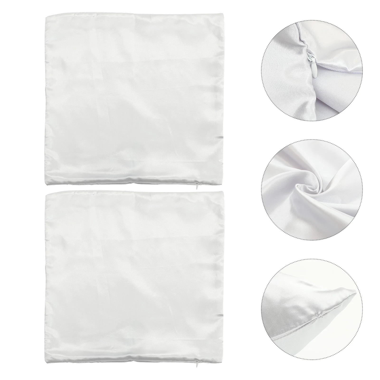 

2 Pcs Imitation Silk Pillowcase Throw Protector Sham Square Cushion Household