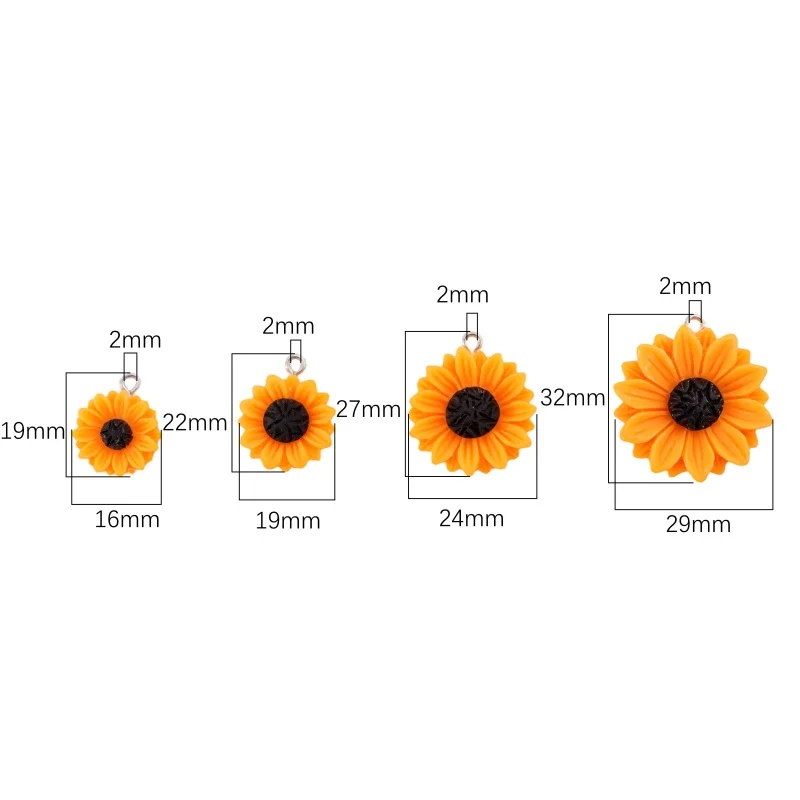 5pcs 16x19mm 2mm 구멍 수지 해바라기 펜던트 오렌지 DIY 쥬얼리 만들기 용품 귀걸이 목걸이 참 액세서리 발견품