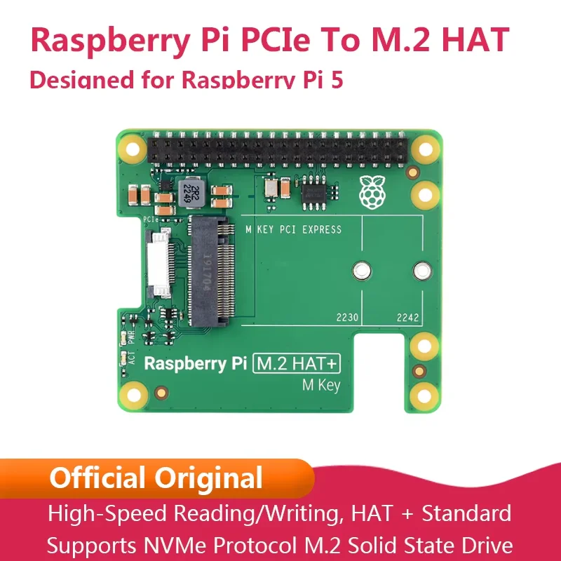 Raspberry Pi 5 Official PCIe to M.2 NVMe SSD Raspberry Pi M.2 HAT+ Board For Pi5