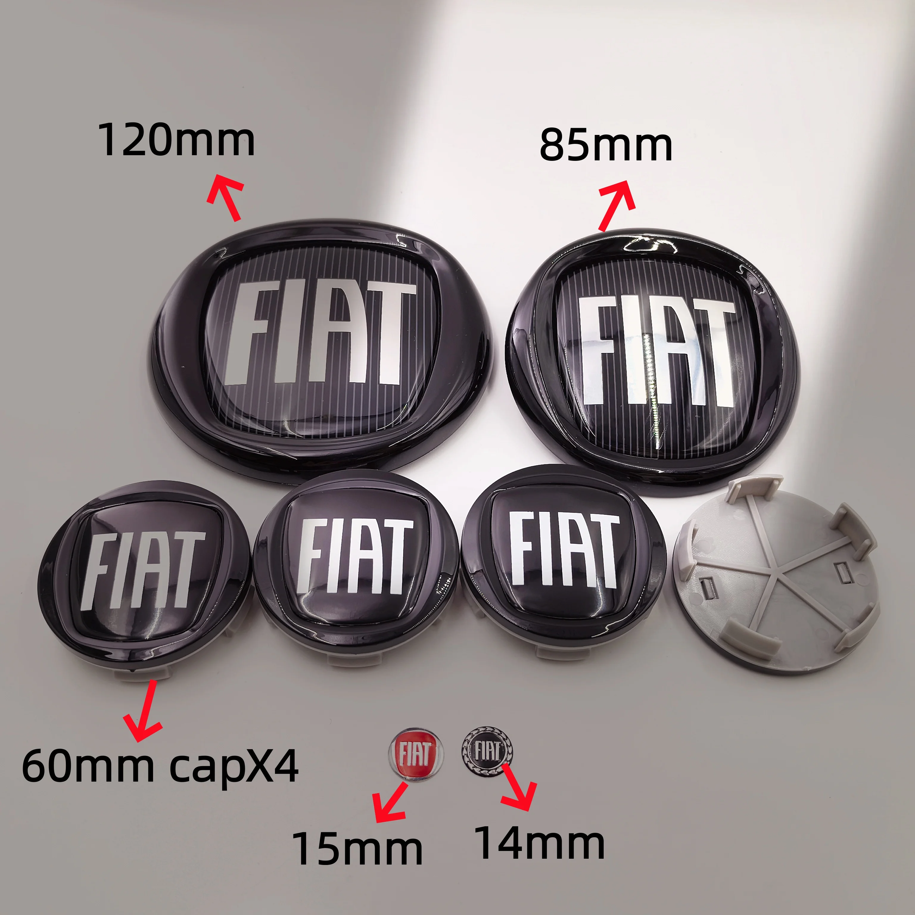 8-teiliges Set Fiat Auto-Embleme Motorhaube Kofferraum Logo-Abzeichen 85/120mm Vordere Motorhaube & Hinterer Kofferraum Fiat Logos zur Autodekoration – Detail 18