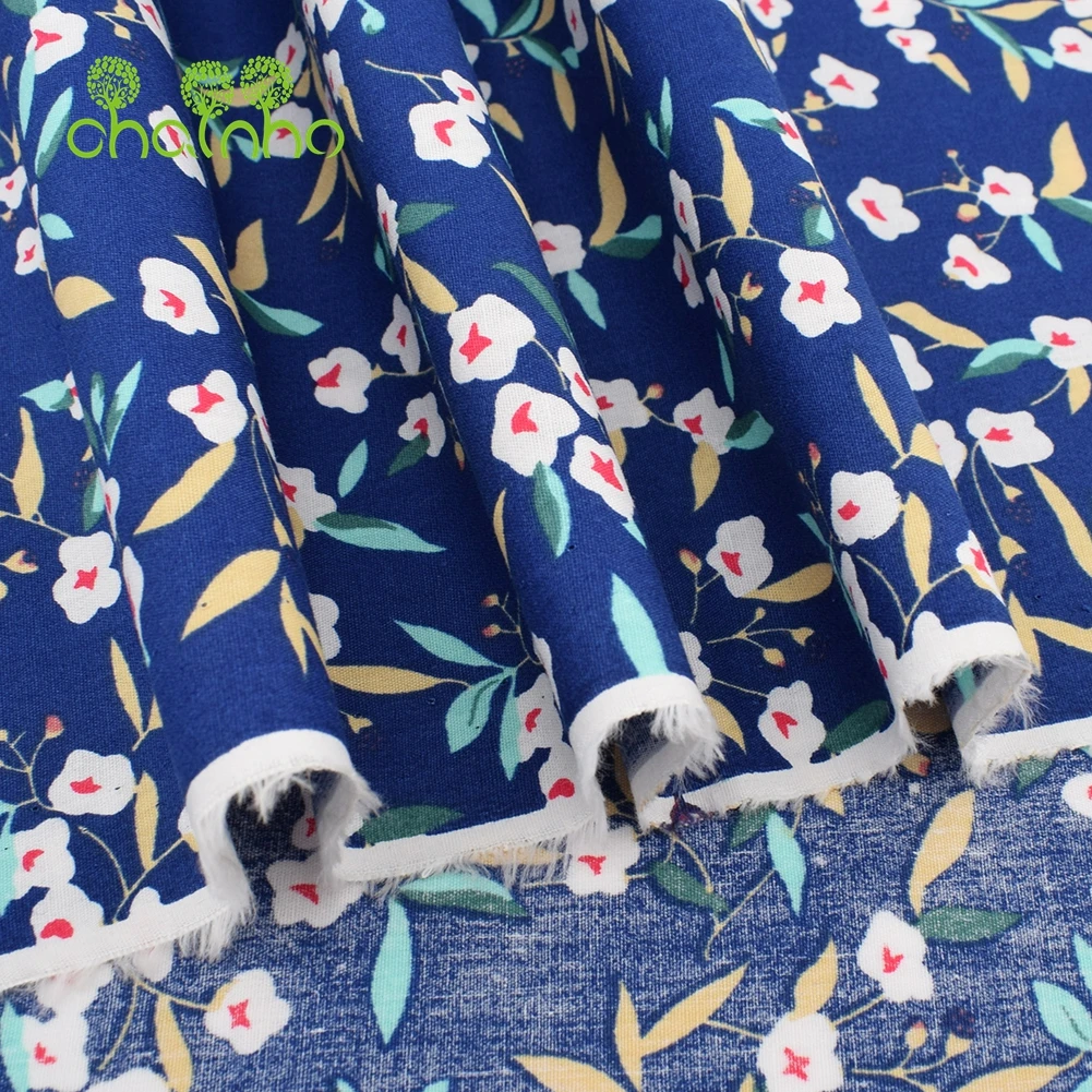 Chainho,Printed Plain Weave Poplin Cotton Fabric,DIY Sewing Quilting Material,Patchwork Cloth,Floral Series,3 Sizes,15PC95