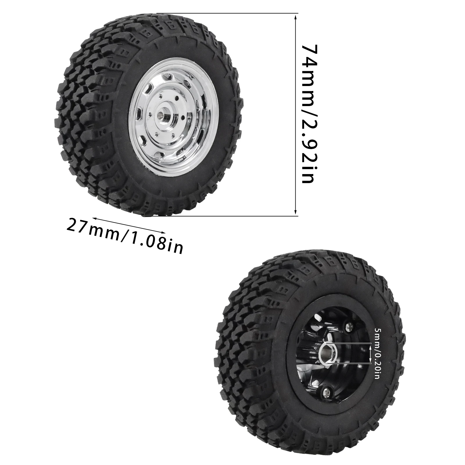 5mm Hex MN99S Gummi-RC-Räder für MN98 MN82, WPL C24-1 B36 D12 C64 D74-1 Offroad-Auto-Upgrade, Hochleistungs-RC-Reifen – Detail 1