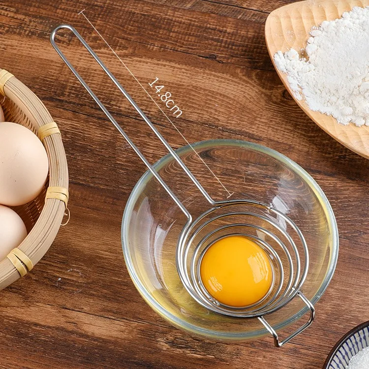 Egg Separator Long Handled Eggs Yolk Filter Stainless Steel Egg White Yolk Sifting Filter Eggs Divider Kitchen Baker Tool