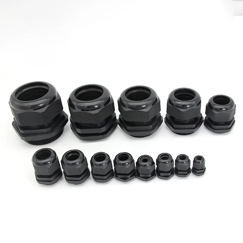Waterproof Cable Gland Cable Entry IP68 PG7 for 3-6.5mm PG19 PG11 PG21 Black Nylon Plastic Connector Nylon Sealing Glands