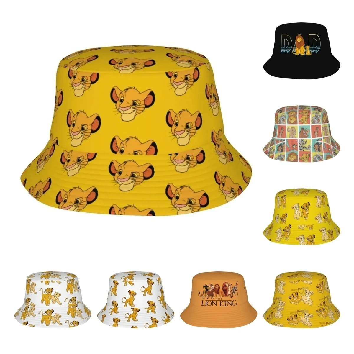 Cosplay Hat: Street The Lion King Baby Simba Bucket Hat Unisex UV Protection Outdoor Sport Fishing Hats Travel Headwear Bob