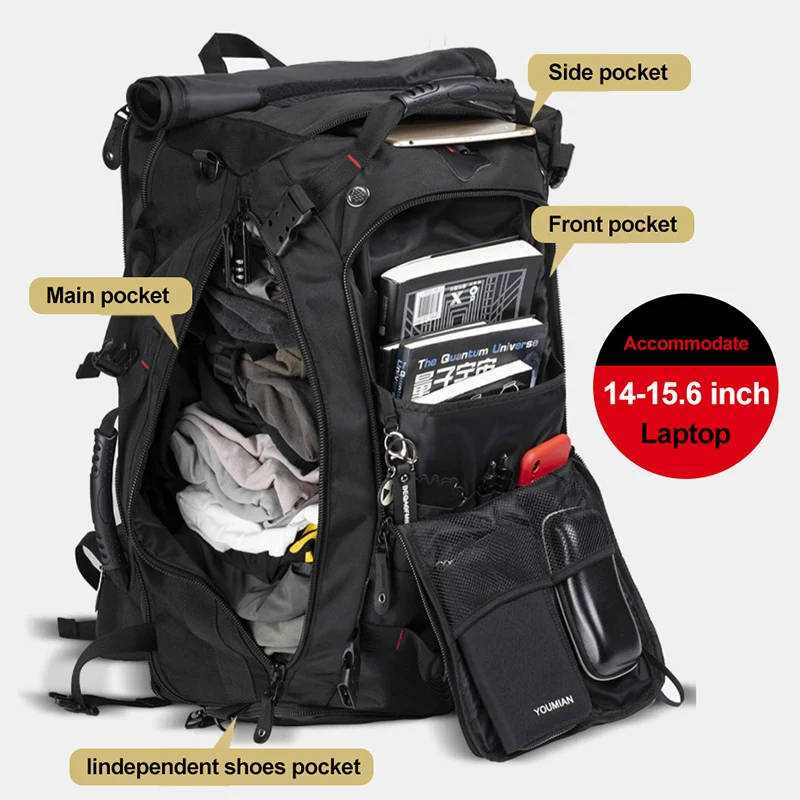 50L 70L Travel Fitness Training Backpack Large Capacity Multifunction Luggage Bag Waterproof Men Outdoor Hiking Trekking PackXA8 2