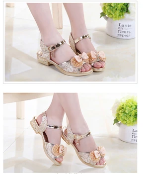 1 Summer Princess Children's Sandals Girls Sequins Low Heels Non-slip Shoes Fashion Bowknot Kids Beach Sandals Causal Versatile - Image 7