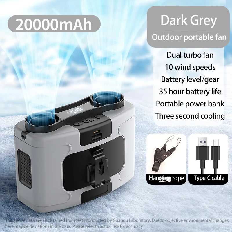 14400mAh Portable Waist Fan – Strong Wind, 5 Speeds, Wearable Clip Fan For Outdoor Work & Camping