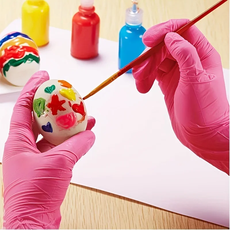 XS/S/M/L Pink Nitrile Gloves Disposable Household Gloves Elastic Latex Free Waterproof Durable Multifunctional Cleaning Tool 5