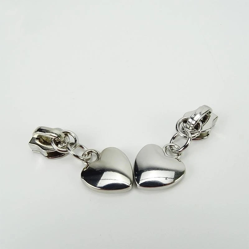 Description Picture 3 of item10Pcs Metal Heart Zipper Slider For Nylon Zippers Tape Bag Jacket Zip Puller Garment Luggage Zips Head Repair Kit Accessories