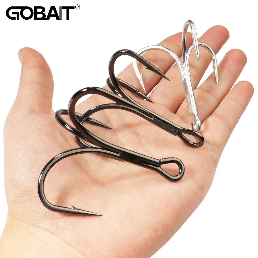 

Huge Treble Hooks 4X Strong 1#-10/0# Fishhook Super Sharp Barbed Carbon Steel Anchor Tackle Round Bend Angle for Big Fish Hook