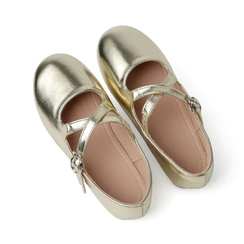 Girls Ballet Shoes Solid Color Children's Leather Shoes Fashion Causal Versatile Kids Princess Party Wedding Flat Shoes Non-slip 5