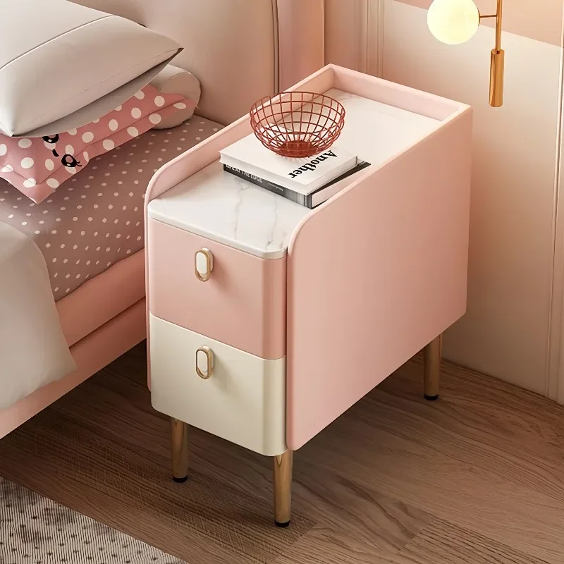 PK7: Wooden Bedside Cabinet for Kids, Pink Cute Cartoon Storage