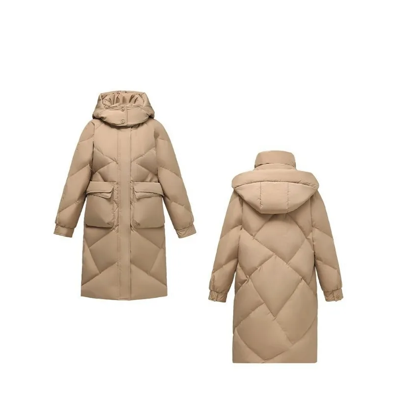 2023 New Women Down Jacket Winter Coat Female Mid Length Version Fashion Parkas Loose Thick Outwear Hooded Versatile Overcoat