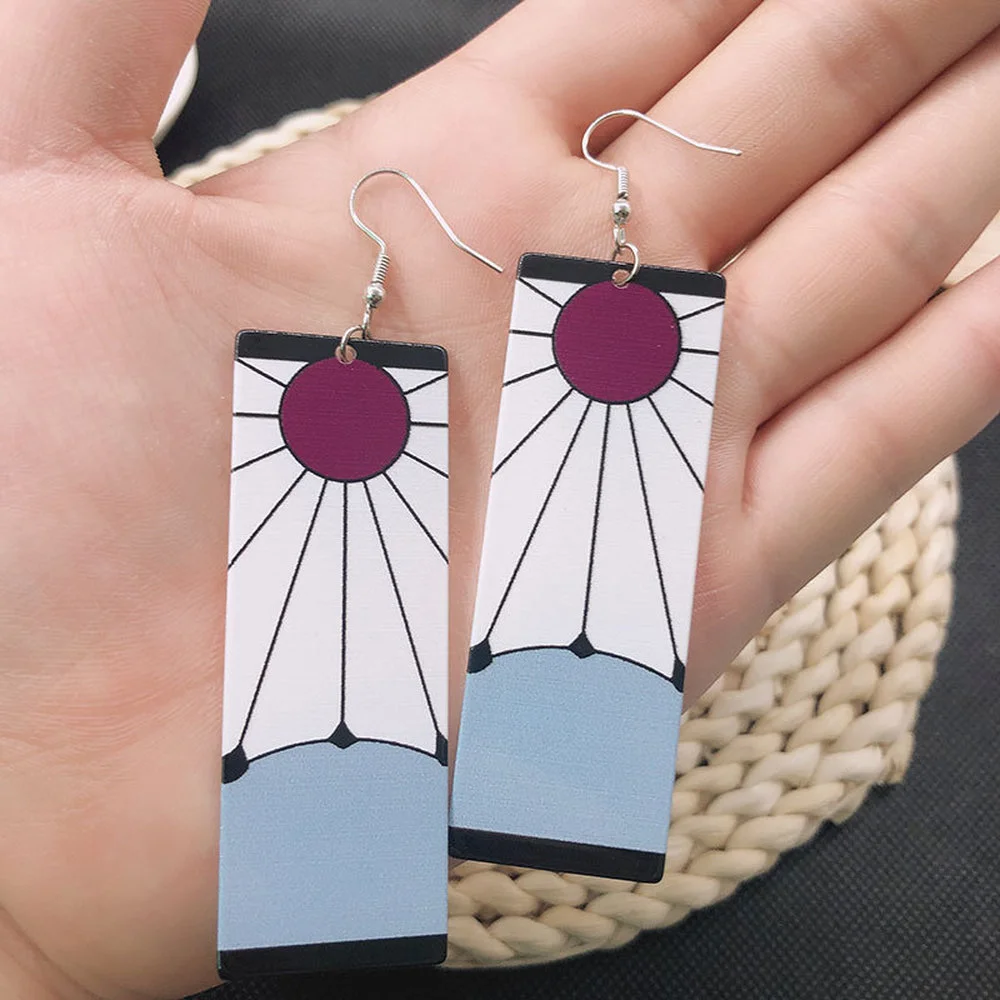 Dangle Earrings Drop Earrings Acrylic Earrings Long Earrings Demon Slayer Acrylic Earrings Gothic Style Kamamon Tanjiro Ear Dangle Jewelry Gift Anime Kimetsu No Yaiba