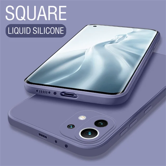 Original Square Liquid Silicone Case for Xiaomi Mi 11 11T 11X Pro Ultra Lite NE 5G Protection Back Cover Mi11 T 11Lite 11i Funda Gray
