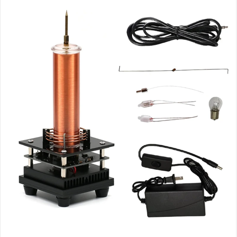 

1 Set Music Tesla Coil Arc Plasma Loudspeaker Wireless Transmission Experiment Desktop Toy Model, Black